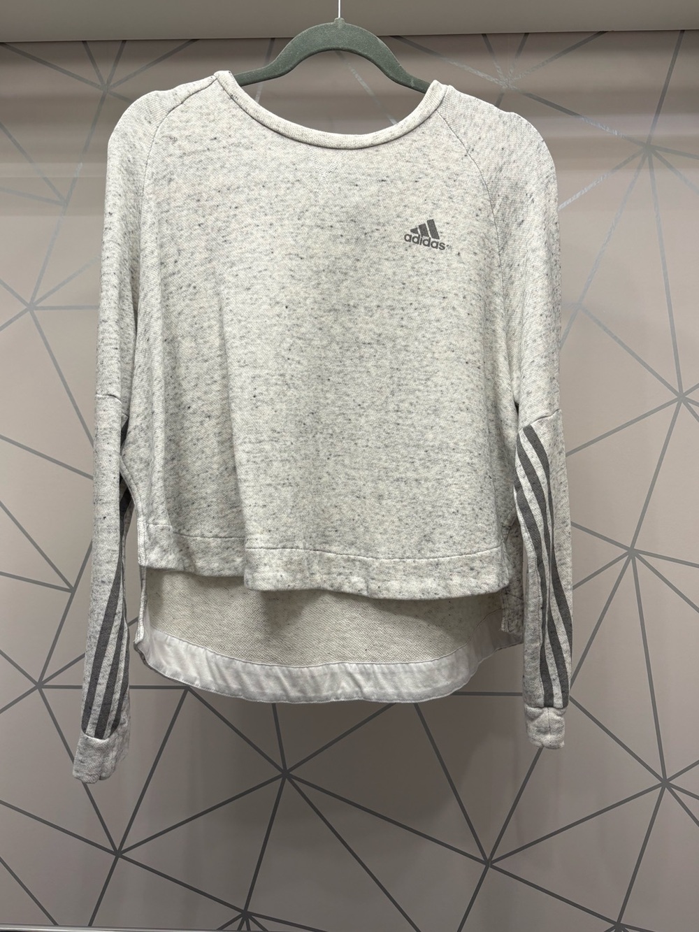 Adidas Women’s Light Gray Cropped Pullover Sweatshirt Large